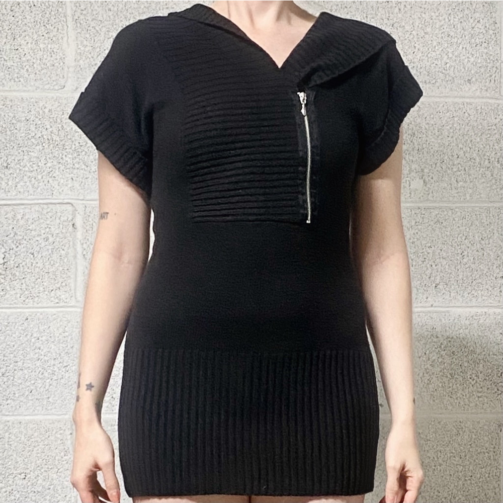 Vintage Y2K Hooded Mini Sweater Dress Size S